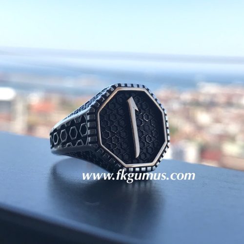 925 Ayar Gümüş Elif İşlemeli Yüzük