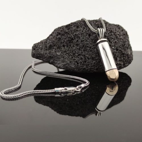 925 Ayar Gümüş Mermi Erkek Kolye