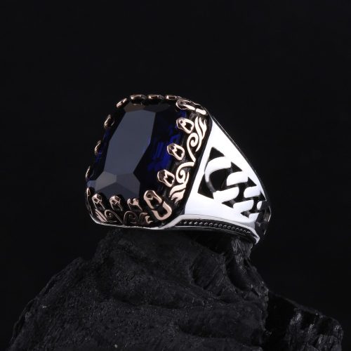 925-ayar-gumus-mavi-tasli-gurmet-desenli-erkek-yuzuk-1