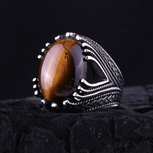 925-ayar-siyah-kaplan-gozu-tasli-burgu-desenli-erkek-gumus-yuzuk