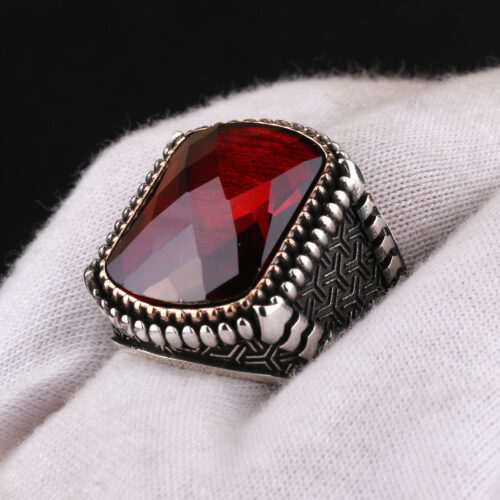 925-ayar-gumus-pence-motifli-kirmizi-faset-tasli-erkek-yuzuk-5